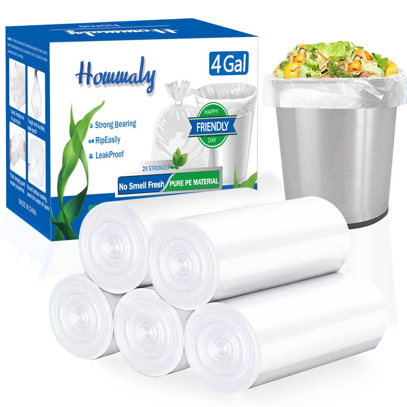 HOMMALY 4 gallon trash can liners,250 counts,Small clear Garbage Bags,Extra Strong 4 Gal Trash Bag,Fit 12 liters trash Bin Liners for Home Office Kitchen(Clear) - Image 1